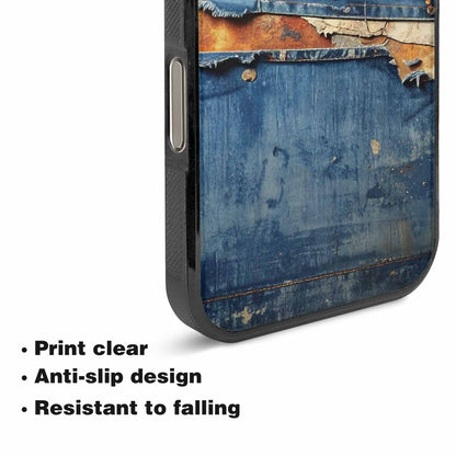iPhone 16 Pro Max Case — Denim Distressed Textures Print Edge To, Original Design Phone Case