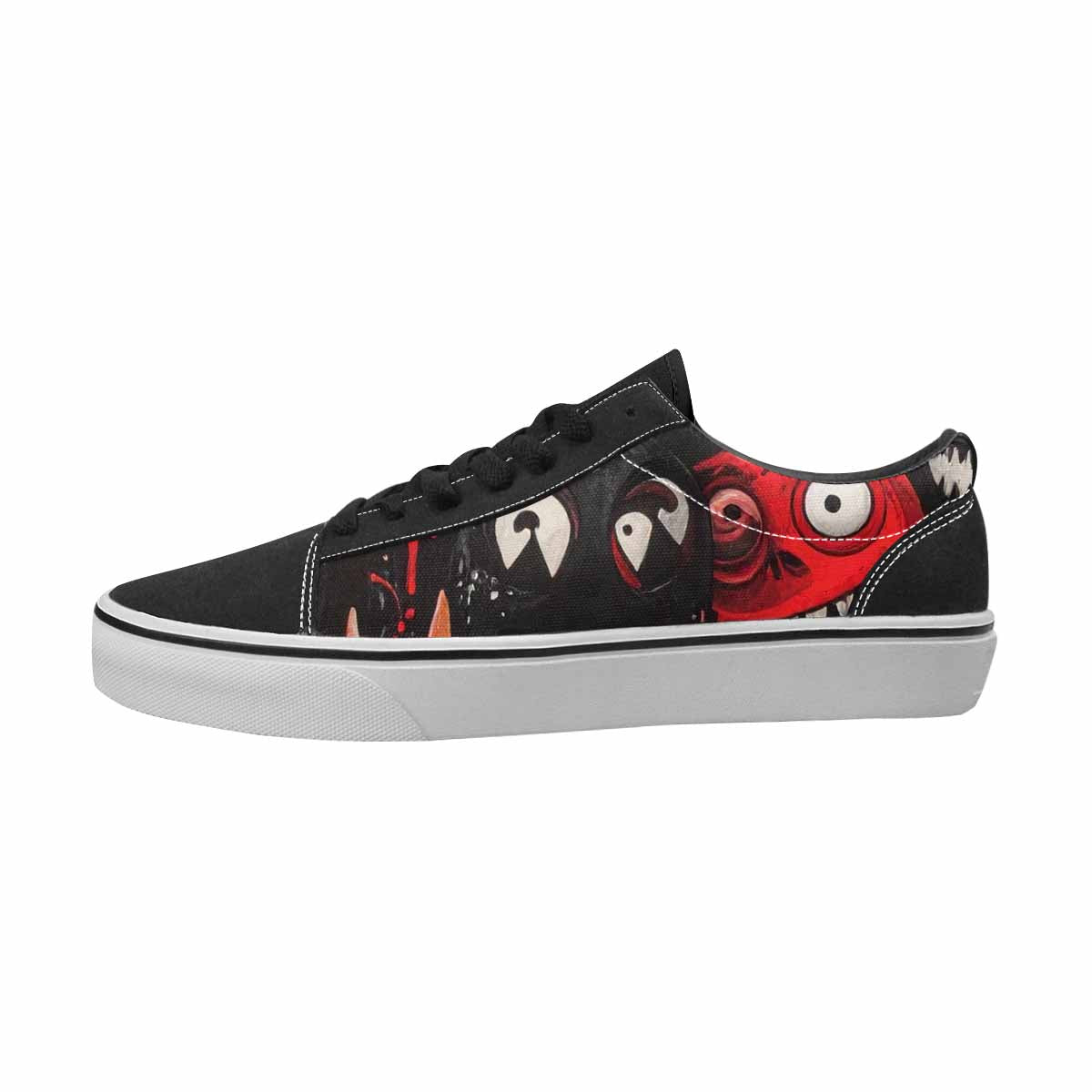 WOMEN'S Monsters Black & Red Ink Canvas Made To Order Vibrant Chaos Custom Print Sneakers