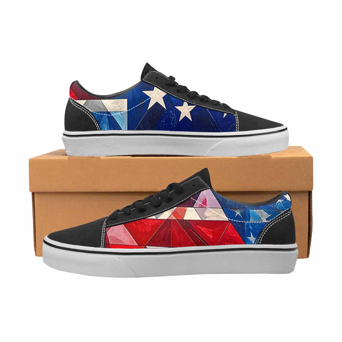 WOMEN'S American Flag Stars Canvas Lace-Up Surreal Custom Shoes