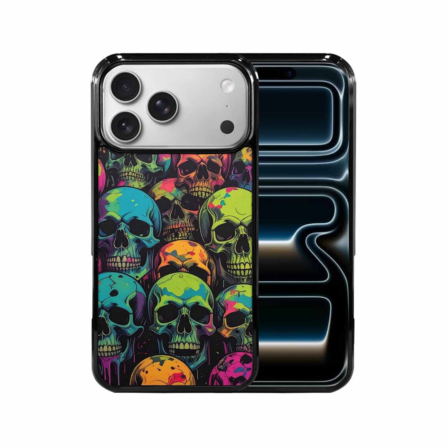 iPhone 17 Pro Max Case — Of Skulls Neon Camo Gothic Skulls, Unique Phone Case Design
