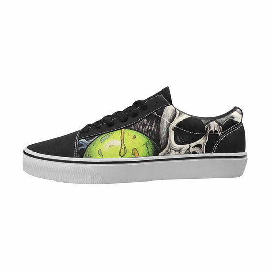 MEN'S Skulls Black & Green Ink Canvas Streetwear Dreamcore All Over Print Shoes