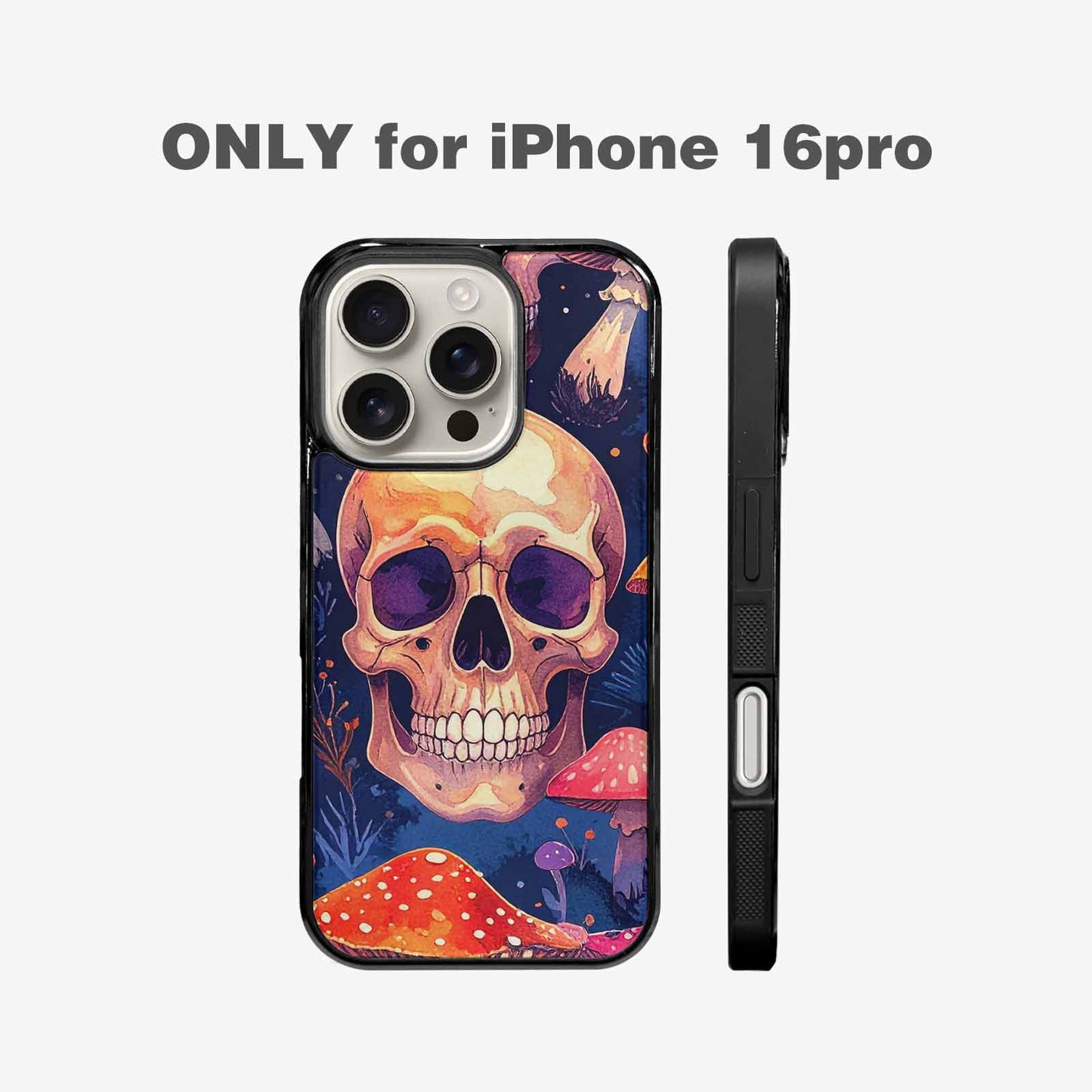 iPhone 16 Pro Case — Mushroom Skulls Custom, Custom Phone Case