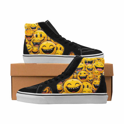 MEN'S Smiley Face High Top Canvas Wearable Art Dreamcore All Over Print Shoes