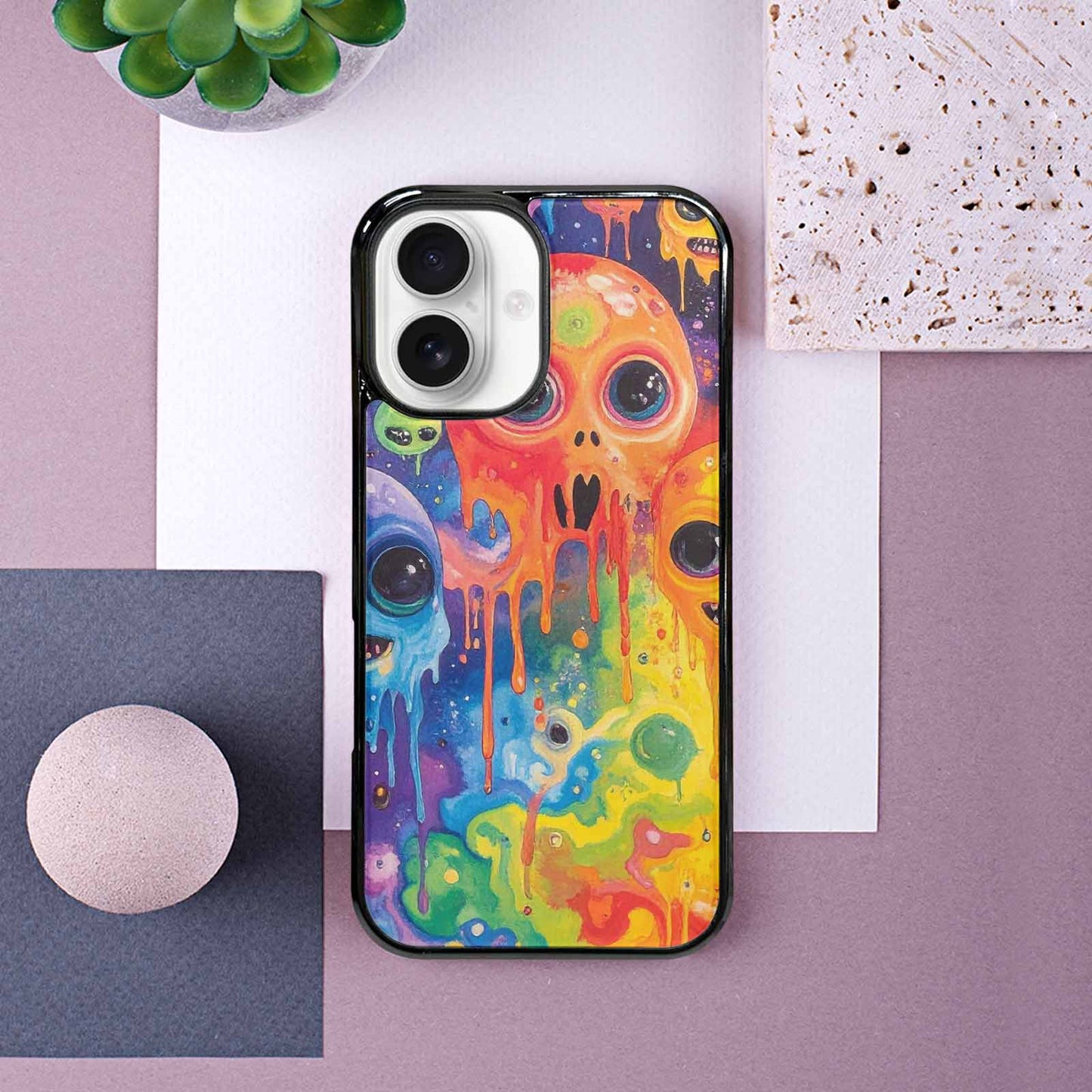 iPhone 16 Case — Aliens Tie Dyemelting Aliens P, Custom Designed Case Cover