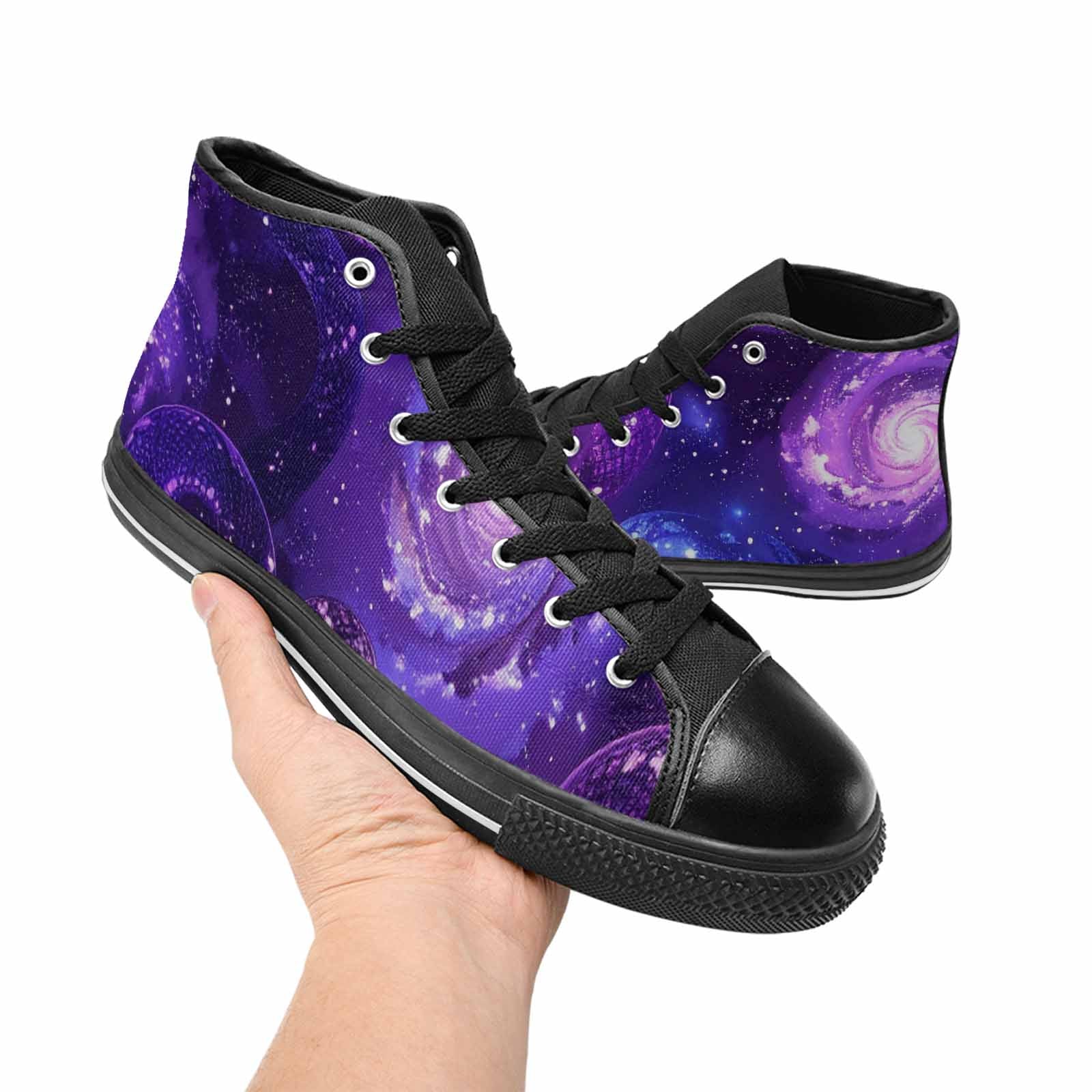 WOMEN'S Galaxy Snake Print High Top Canvas Cottagecore Custom Sneakers