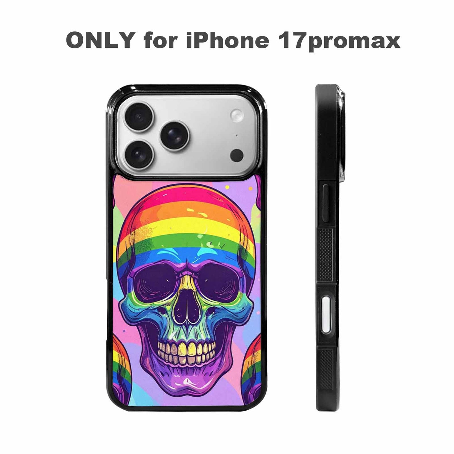 iPhone 17 Pro Max Case — Rainbow Pride Skull Seamless Gothic Skulls, Personalized Phone Case