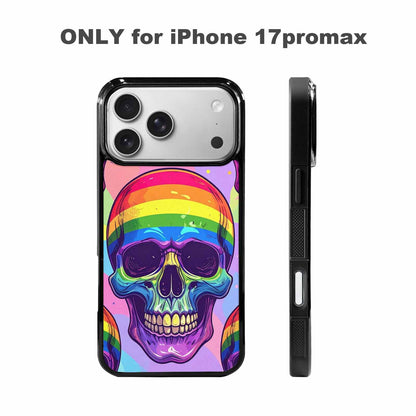 iPhone 17 Pro Max Case — Rainbow Pride Skull Seamless Gothic Skulls, Personalized Phone Case