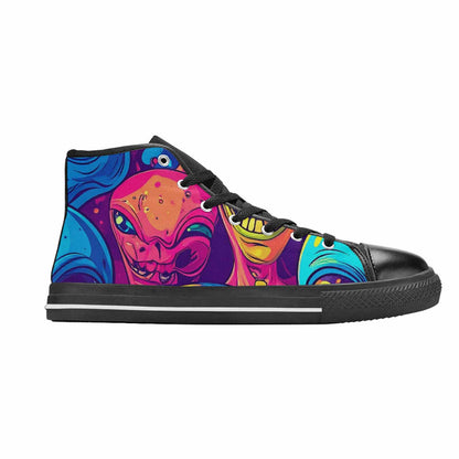 MEN'S Alien Ufo Cartoon High Top Canvas Vibrant Chaos Shoes
