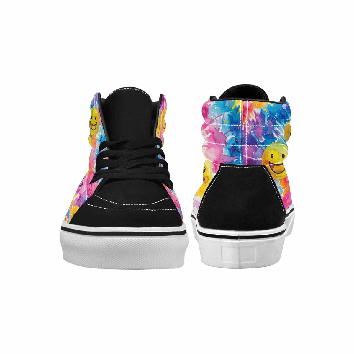 MEN'S Smiley Facessmiley Faces  High Top Canvas Kaleidoscope Custom Sneakers