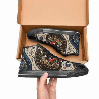 MEN'S Paisley Bandana High Top Canvas Neon Fantasy Sneakers