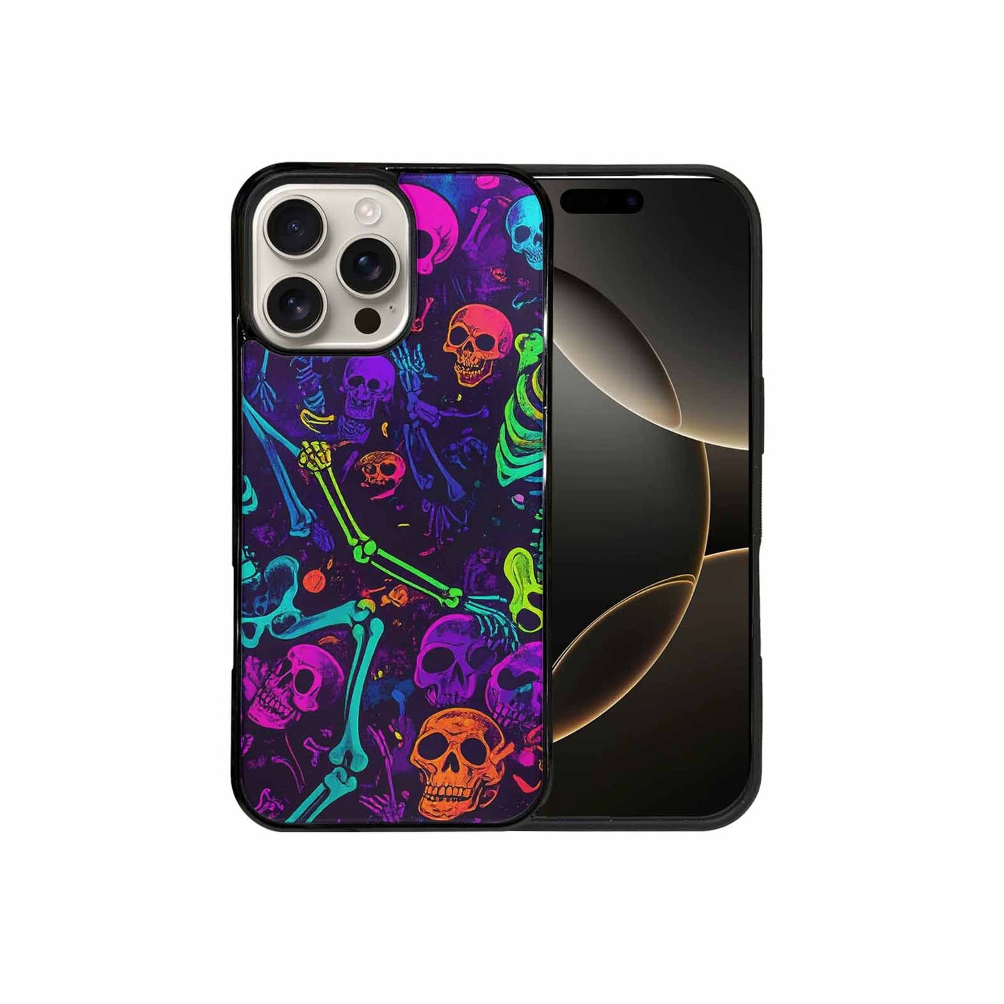 iPhone 16 Pro Max Case — Glowing Skeleton Pattern Hundreds Of Small, Custom Phone Case