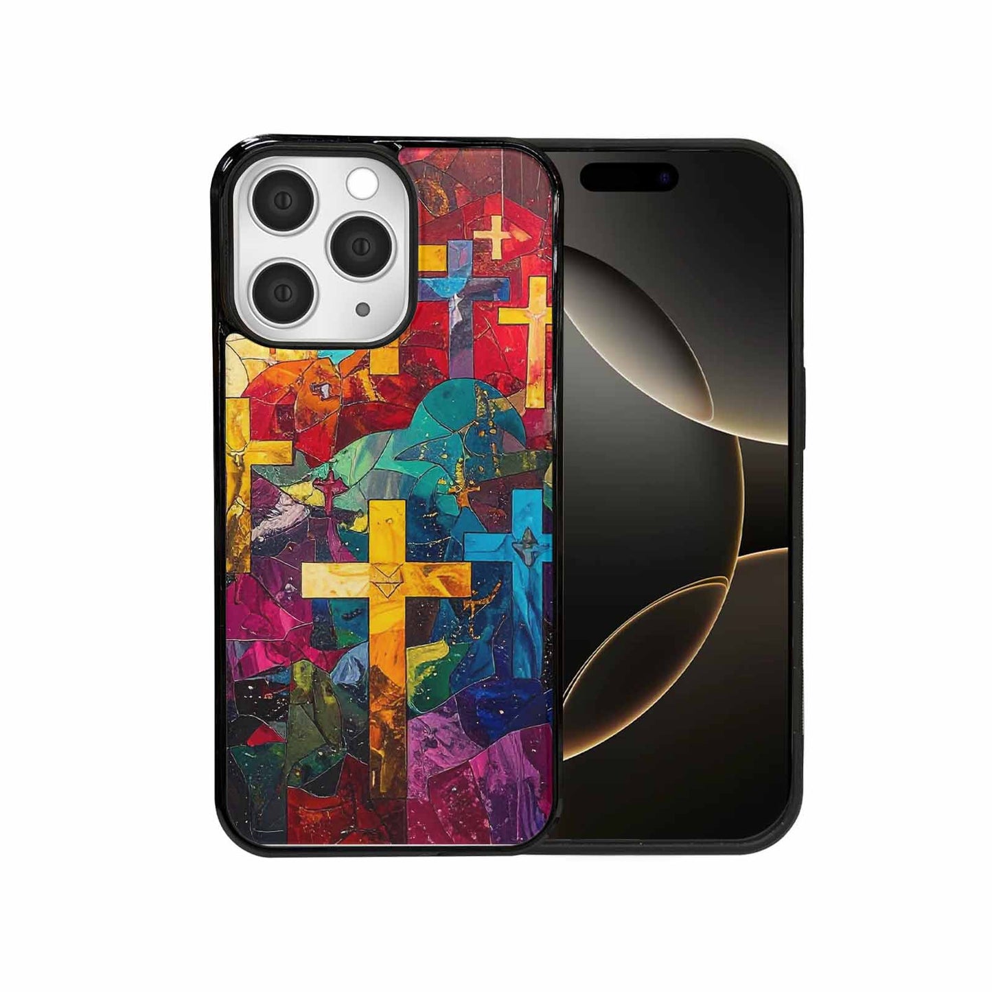 iPhone 15 Pro Max Case — Faith Cross And Faith Icons Pattern, Custom Designed Case Cover