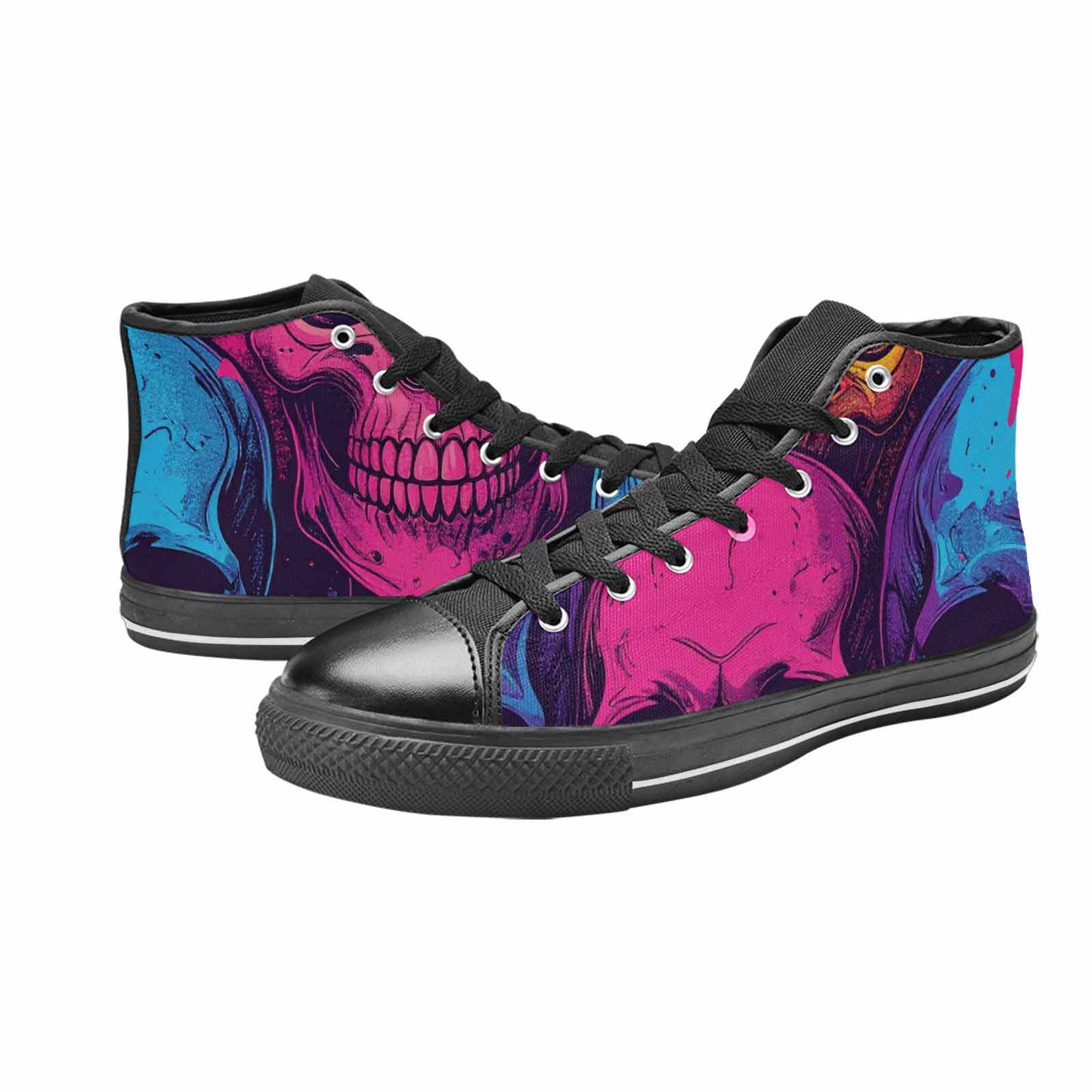 MEN'S Skulls Splatter Comic High Top Canvas Surreal Sneakers