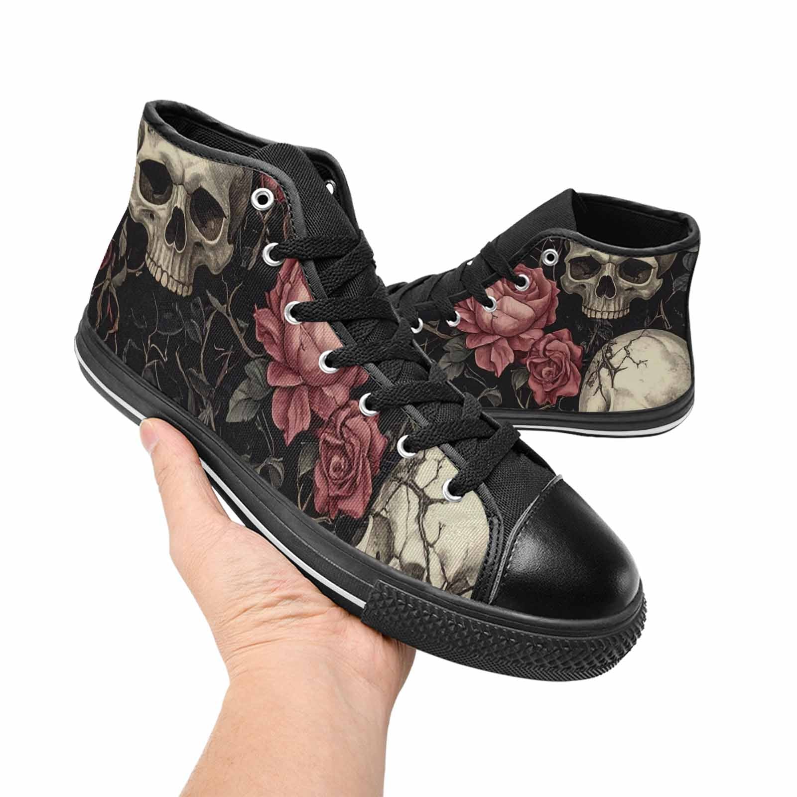 MEN'S Skulls - Roses High Top Canvas Cottagecore Shoes