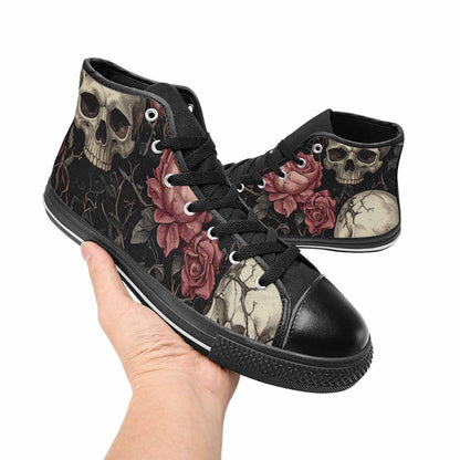 MEN'S Skulls - Roses High Top Canvas Cottagecore Shoes