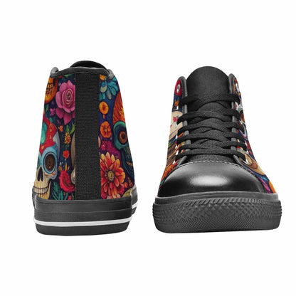 MEN'S Skull High Top Canvas Wallpaper Art Shoes