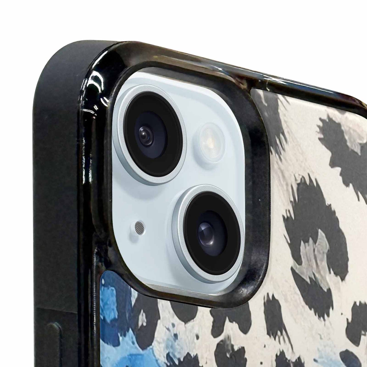 iPhone 15 Plus Case — Animal Print Black Blue Ink Animal, Customized Protective Case