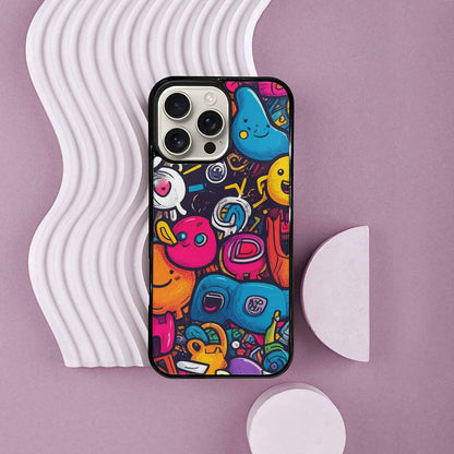 iPhone 16 Pro Max Case — Hand Drawn Icon Doodle Pattern Hundreds, Custom Made Phone Cover