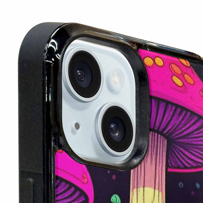 iPhone 15 Plus Case — Psychedelic Mushroom Cartoon Pattern, Custom Printed Phone Case
