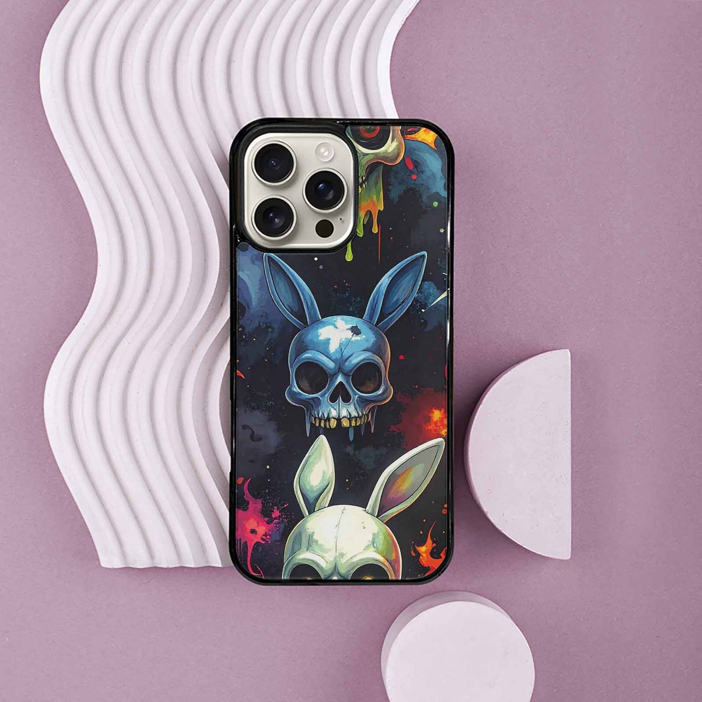 iPhone 16 Pro Max Case — Radioactive Ghost Bunny Skull Small Radioactive, Customized Protective Case