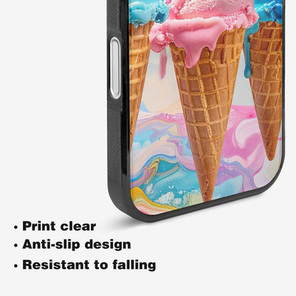 iPhone 16 Plus Case — Collage Of Overlapping Waffle Cone Icecream, Custom Designed Case Cover