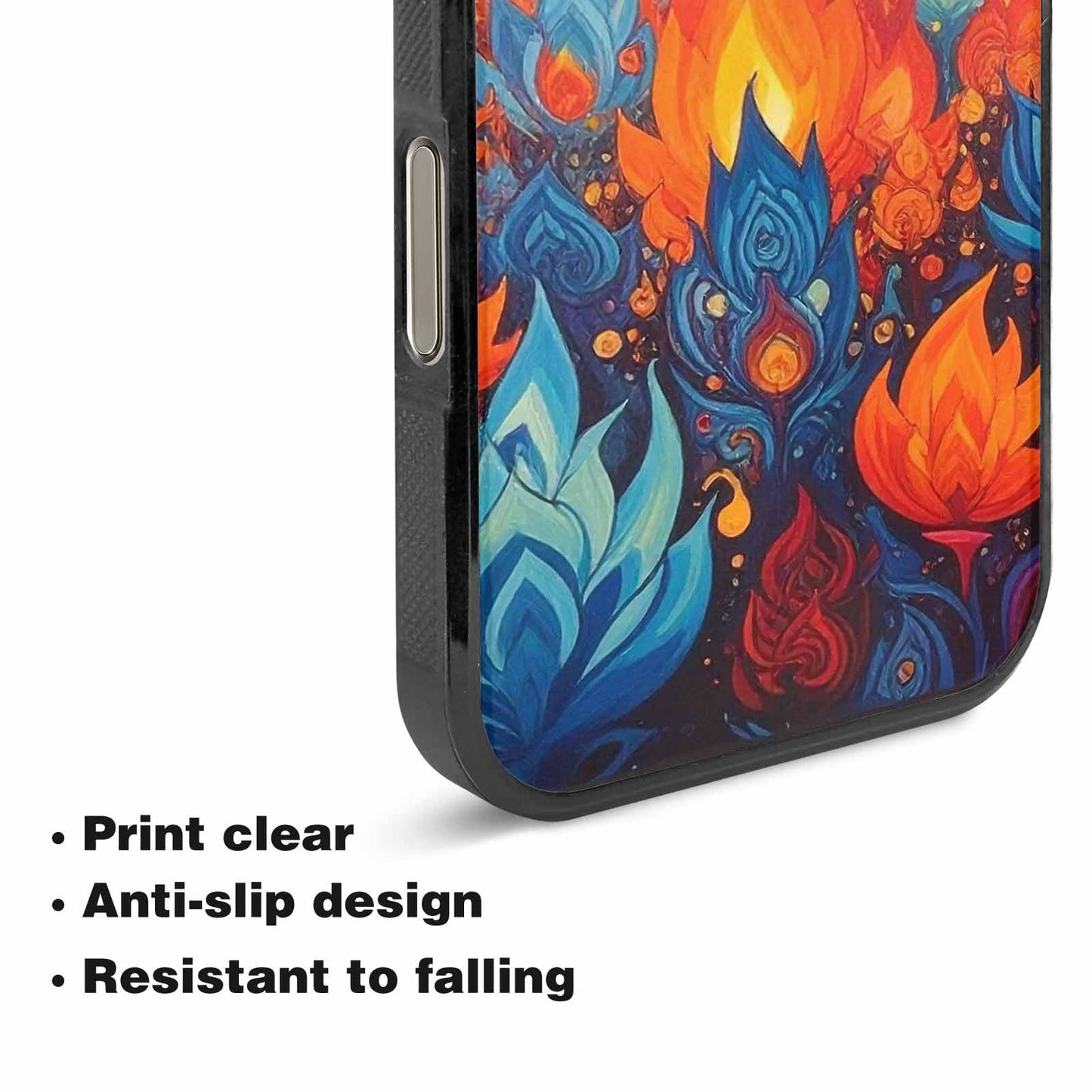 iPhone 16 Pro Max Case — Flame Burst Full Color Vibrant Flame, Custom Print Case Cover