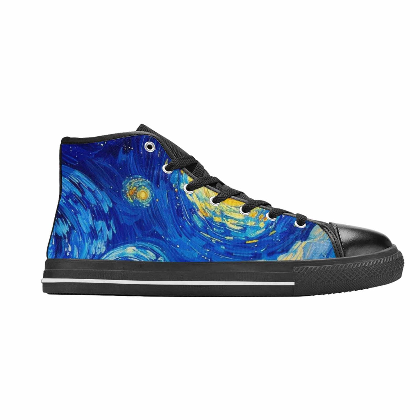 WOMEN'S Starry Night Van Gogh High Top Canvas Grunge Custom Sneakers