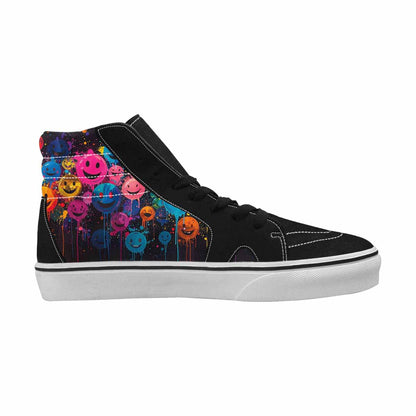 MEN'S Smiley Faces  Glow High Top Canvas Grunge Shoes
