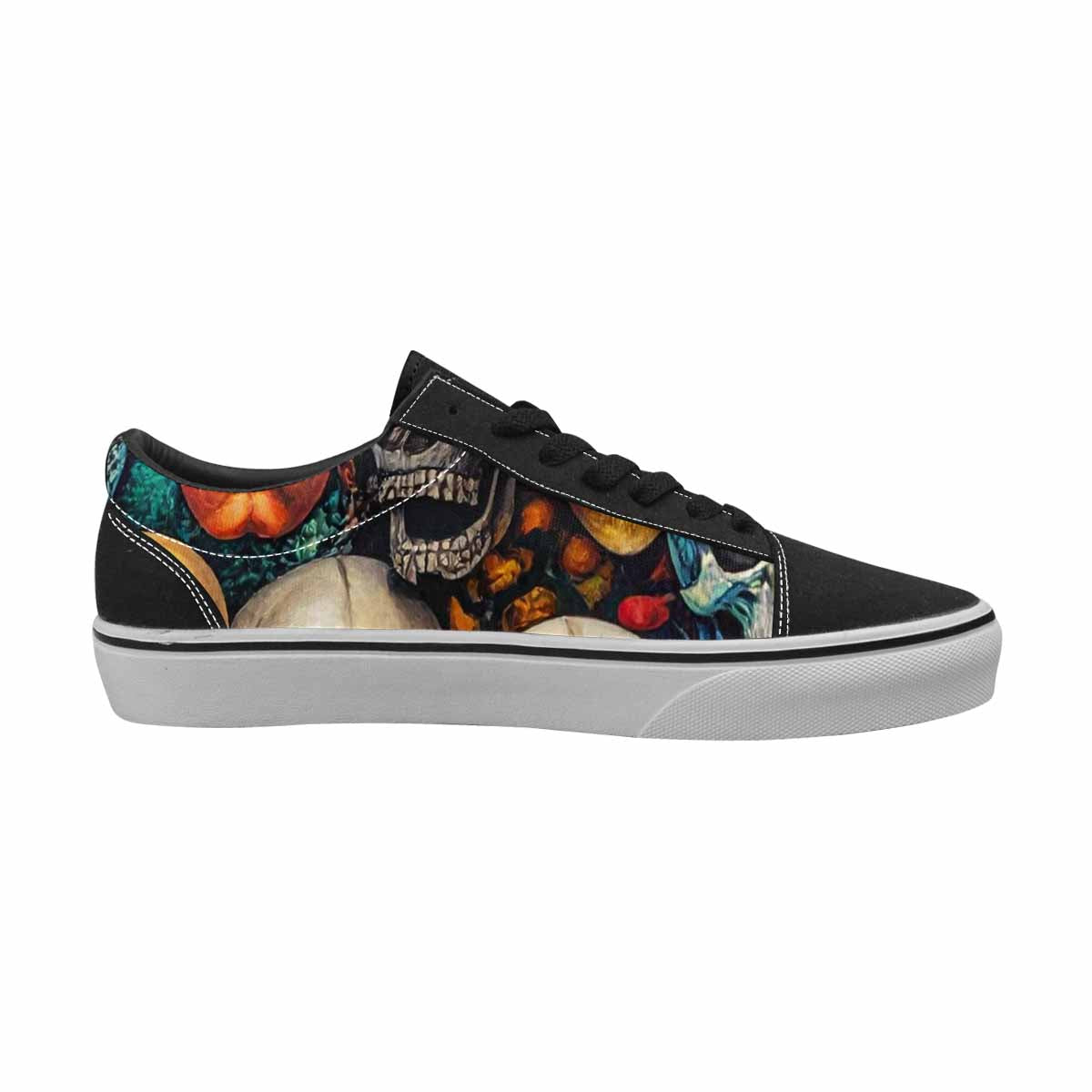 WOMEN'S Skulls  Animal Print Lace-Up Canvas Grunge Custom Shoes
