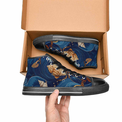 WOMEN'S Ocean Wave High Top Canvas Wallpaper Art Custom Shoes
