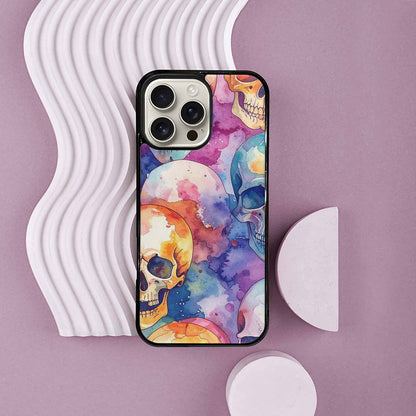 iPhone 16 Pro Max Case — Kulls Watercolor Skulls Small Skull Pattern, Personalized Phone Case