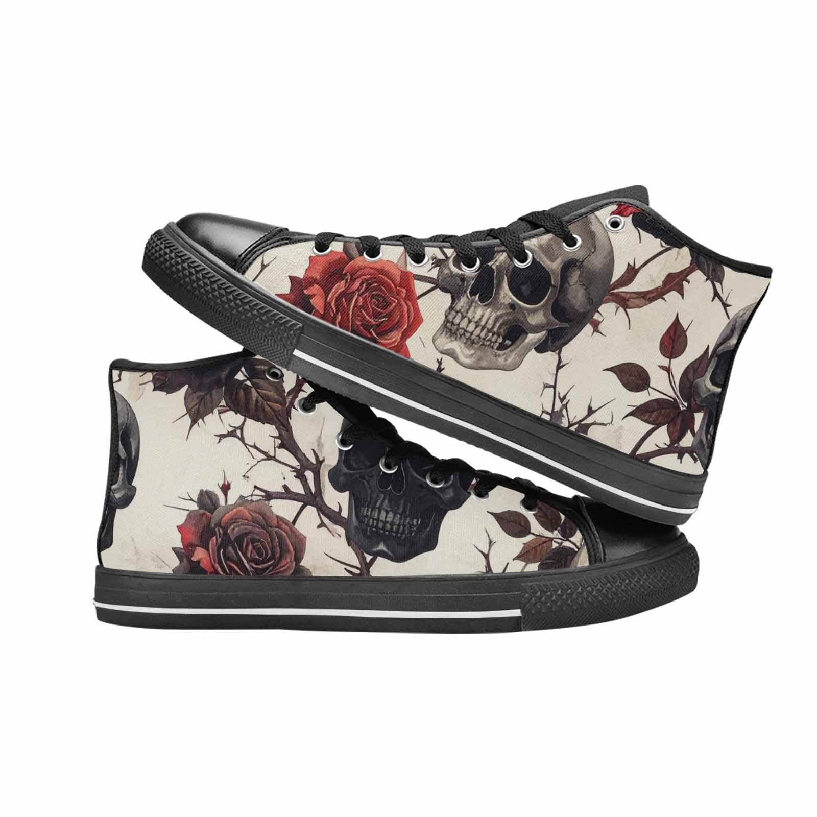 MEN'S Skulls - Roses High Top Canvas Neon Fantasy Sneakers
