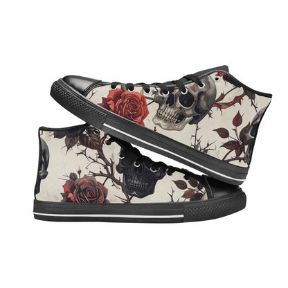 MEN'S Skulls - Roses High Top Canvas Neon Fantasy Sneakers