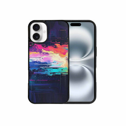 iPhone 16 Plus Case — Glitch Dark Art Seamless Pattern Vibrant, Custom Phone Case