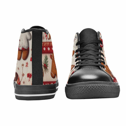 WOMEN'S Christmas Holly Snowflake High Top Canvas Vivid Custom Shoes