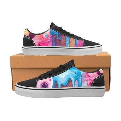 WOMEN'S Melting Icecream Cone Monster Canvas Lace-Up Wallpaper Art Custom Sneakers