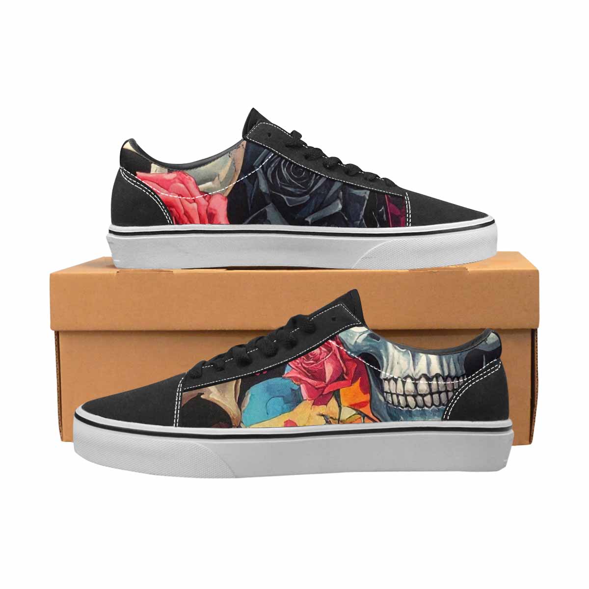 WOMEN'S Skulls Roses Skulls Roses Lace-Up Canvas Surreal Shoes