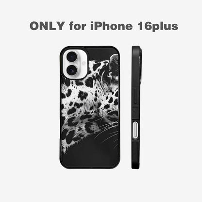 iPhone 16 Plus Case — Leopard Print Black And White Style, Customized Protective Case