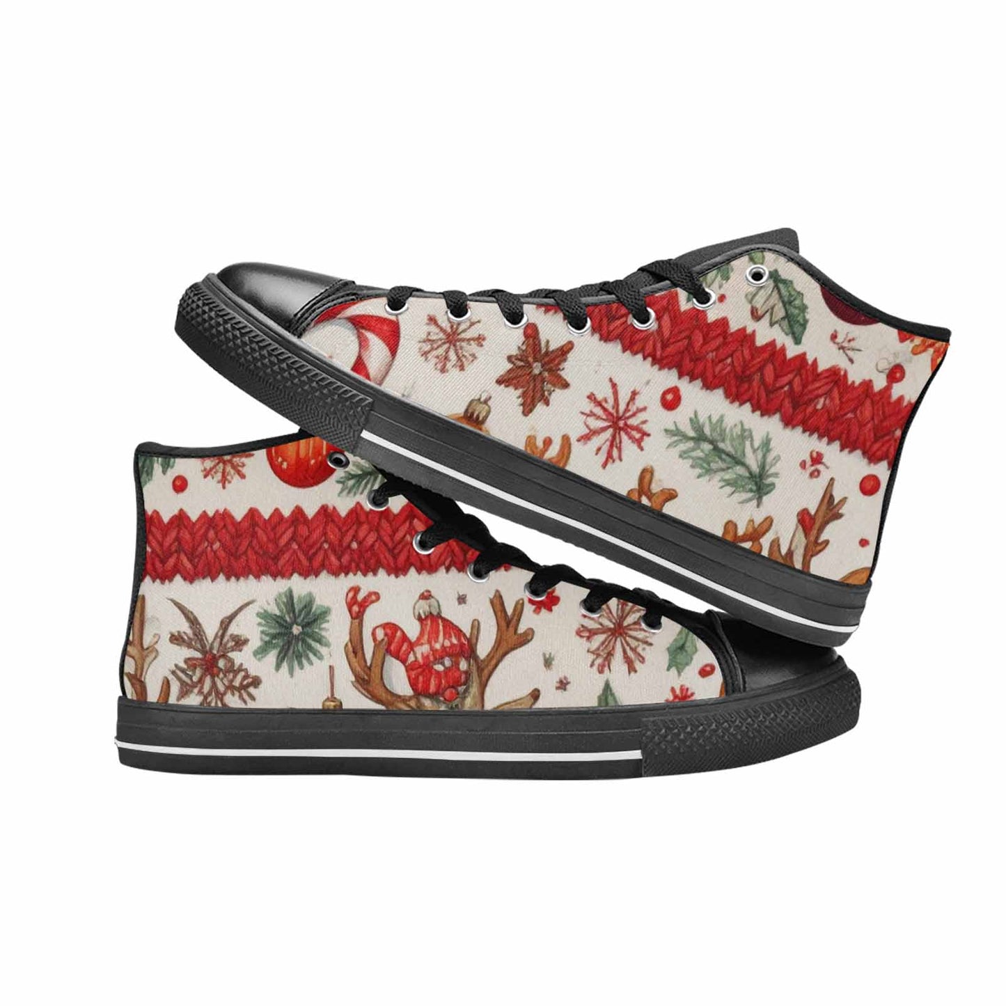 WOMEN'S Christmas Holly Snowflake High Top Canvas Dreamcore Sneakers
