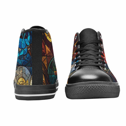 MEN'S Jesus Face Small High Top Canvas Vibrant Chaos Custom Sneakers