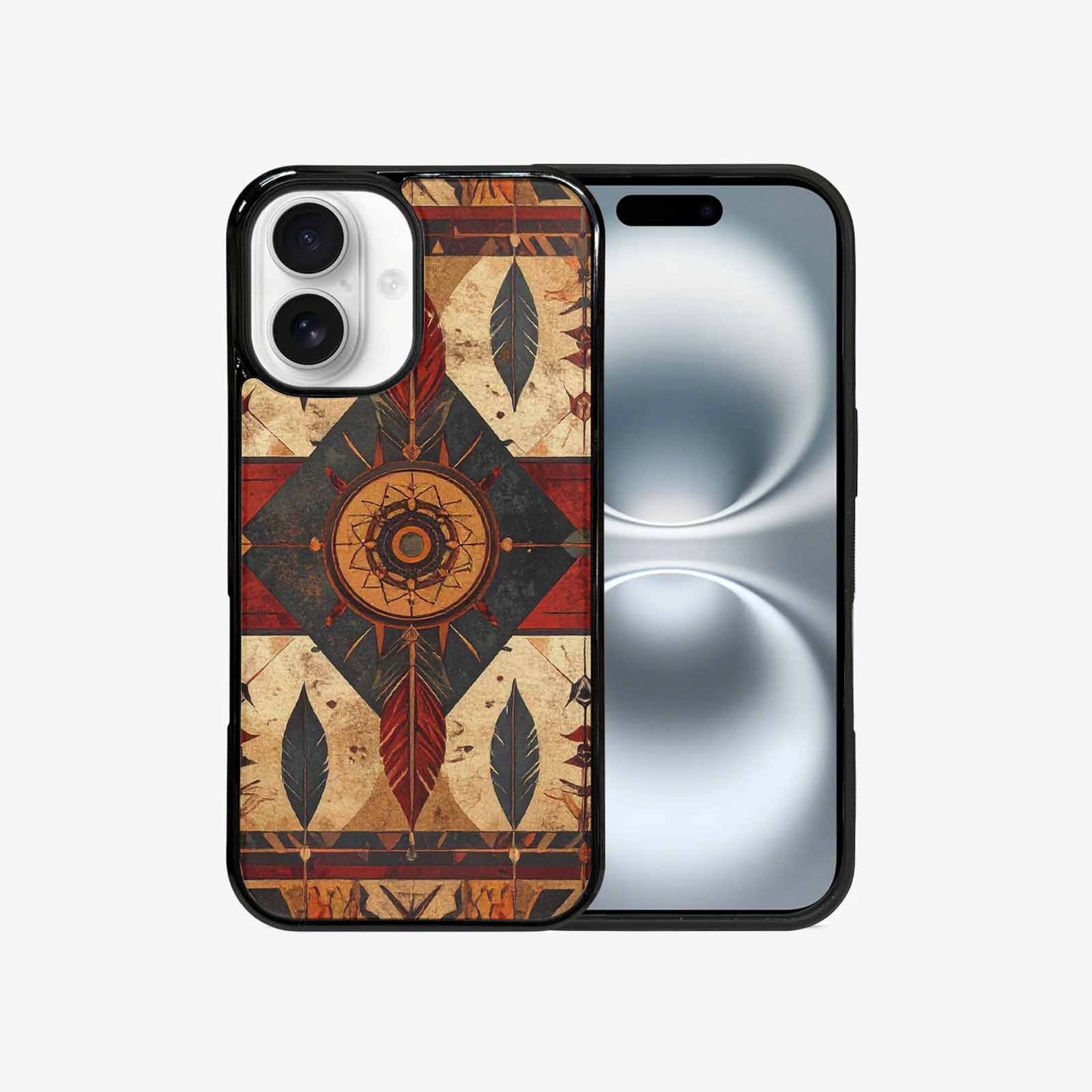 iPhone 16 Case — Native American Geometric Pattern Arrows Feathers, Custom Print Case Cover