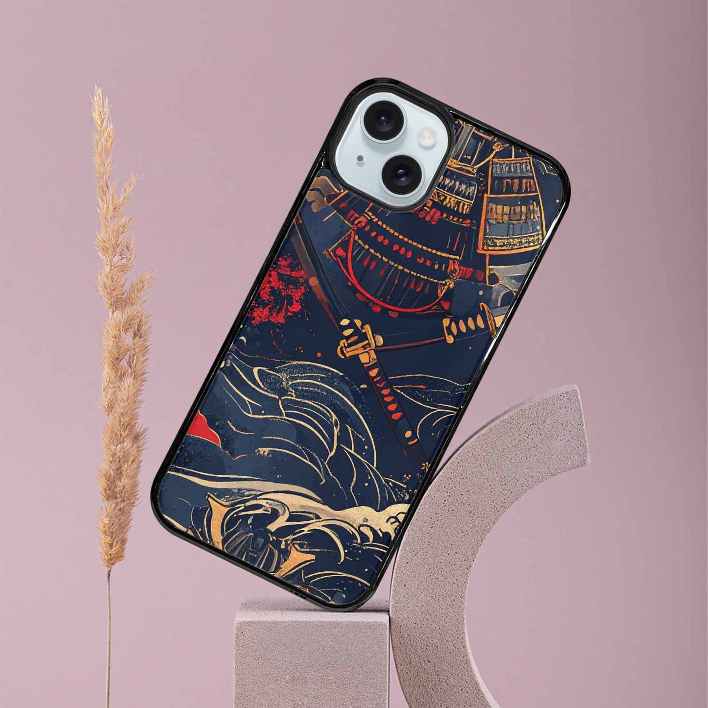 iPhone 15 Plus Case — Samurai Art Repeat Pattern, Custom Made Phone Cover