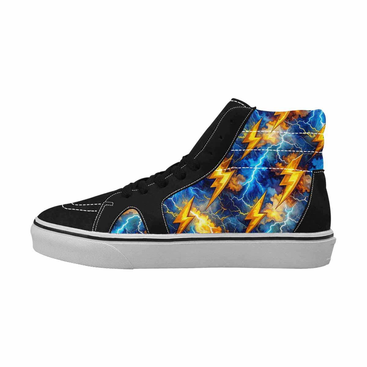 WOMEN'S Lightning Bolt High Top Canvas Grunge Custom Sneakers