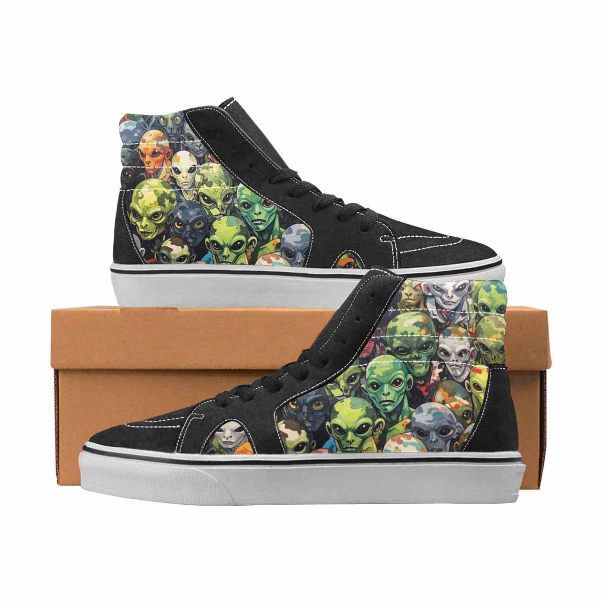 WOMEN'S Camo High Top Canvas Custom Design Wallpaper Art Custom Print Sneakers