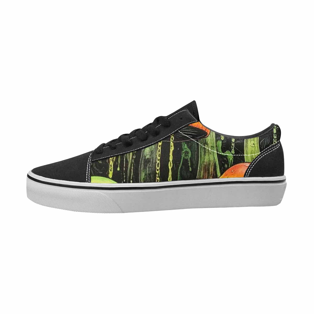 MEN'S Mushrooms Black & Green Ink Canvas Personalized Dreamcore Shoes