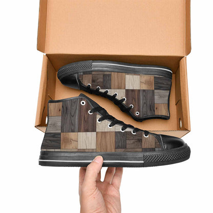 WOMEN'S Wood Grain Texture High Top Canvas Cottagecore Shoes