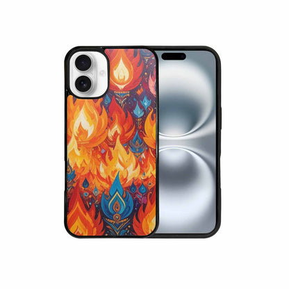 iPhone 16 Plus Case — Flame Burst Full Color Vibrant Flame, Custom Phone Case