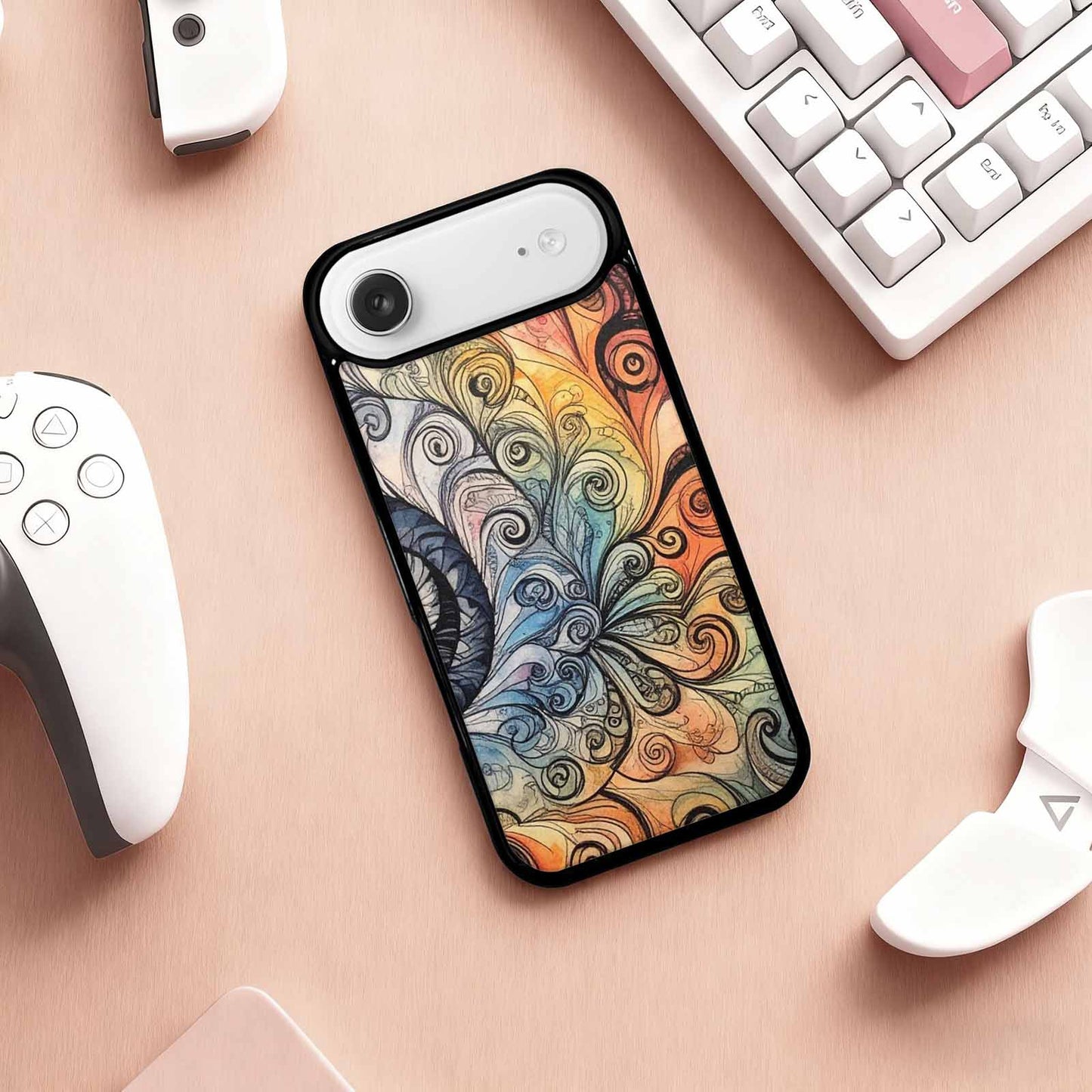 iPhone 17 Air Case — Tie Dye Swirls Black White Tie, Custom Designed Case Cover