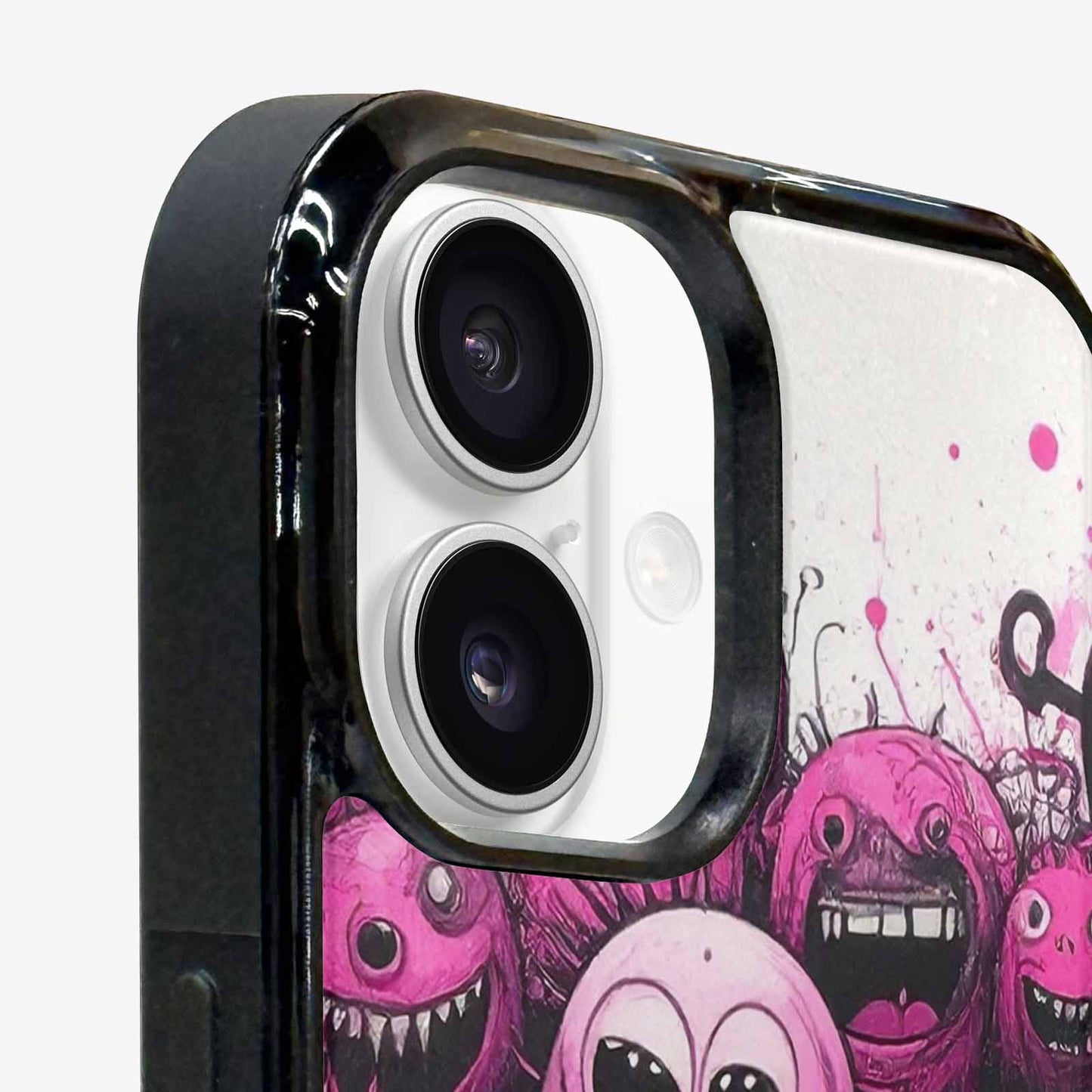 iPhone 16 Plus Case — Monsters General Black Pink Ink Cartoon, Customized Protective Case