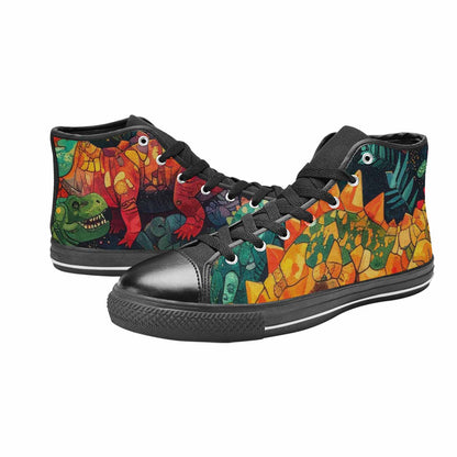MEN'S Dinosaur Silhouette High Top Canvas Wallpaper Art Sneakers